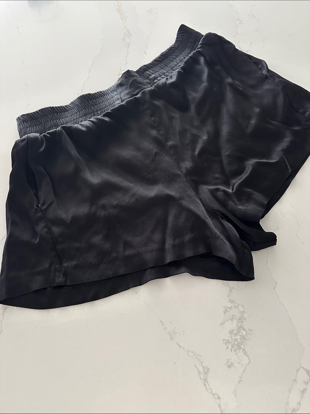 Zara pull on satin feeling black large shorts